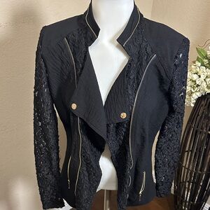 Elegant Black Lace Women's Jacket size Small Laseine